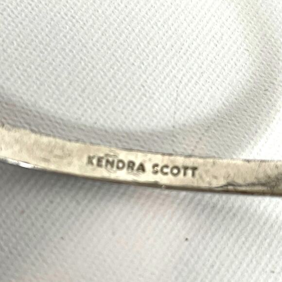 Kendra Scott Silver Cuff Bracelet with Iridescent Glittery White Stone - Picture 2 of 4